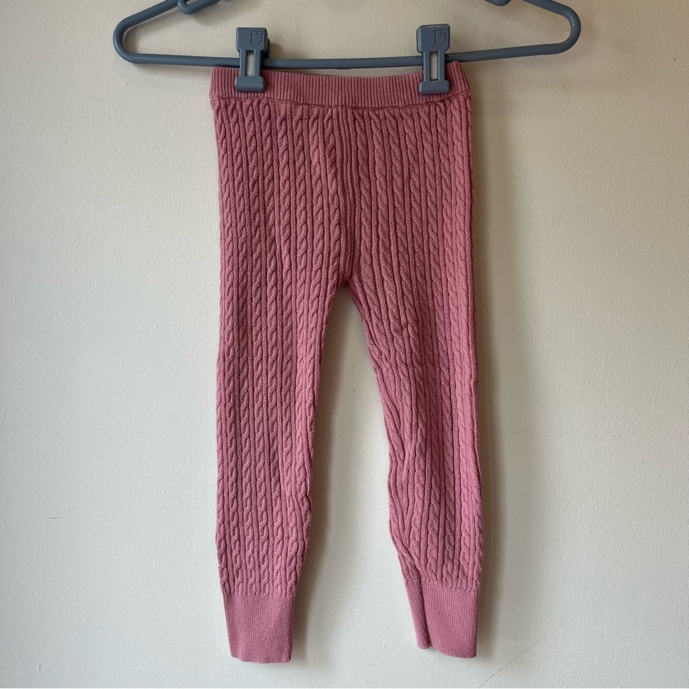 🌼 5/$20 Joe Fresh Girls Pink Cable Knit Leggings Pants Size 4 Cozy Cotton Blend